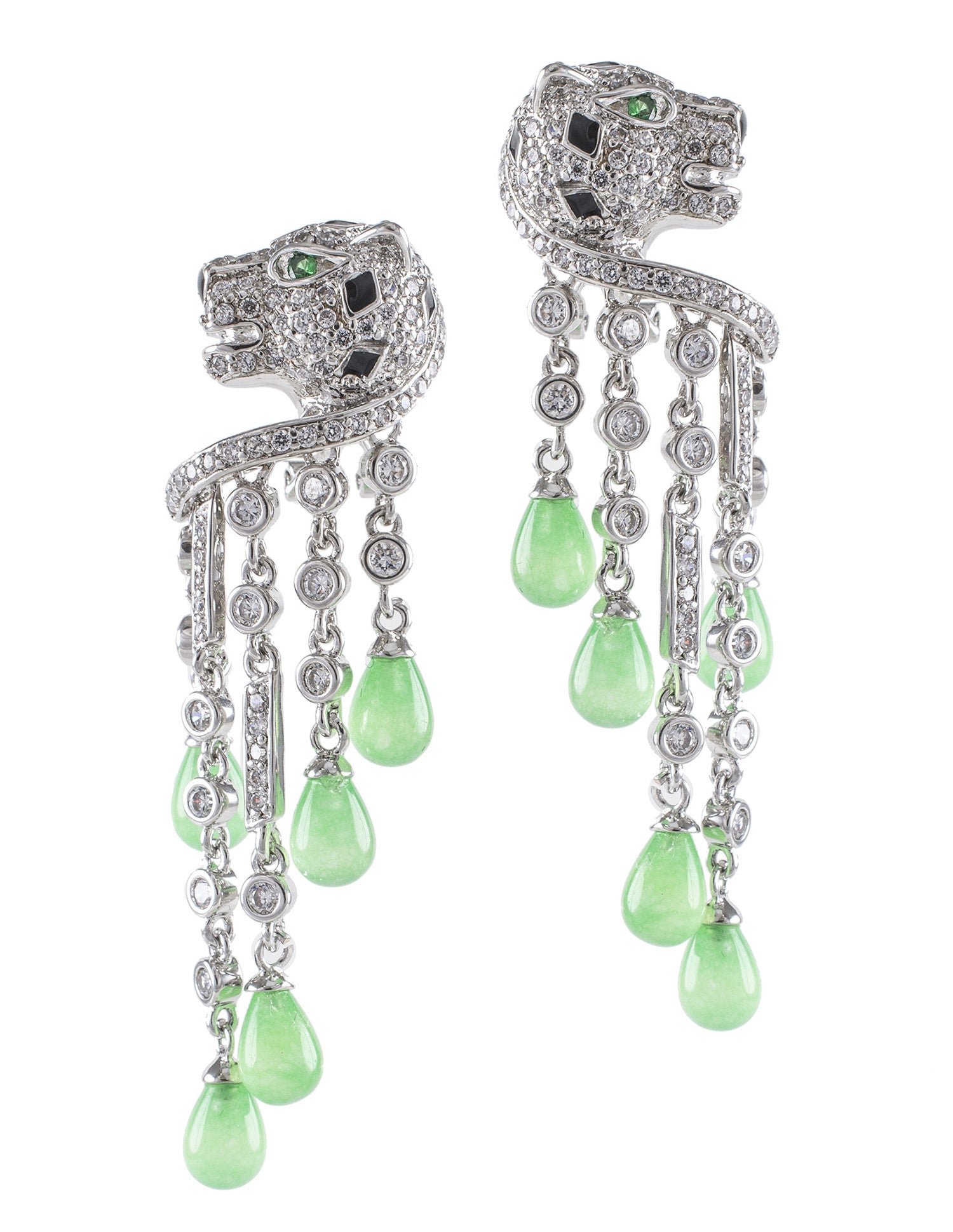 Pave Panther Fringe Earrings
