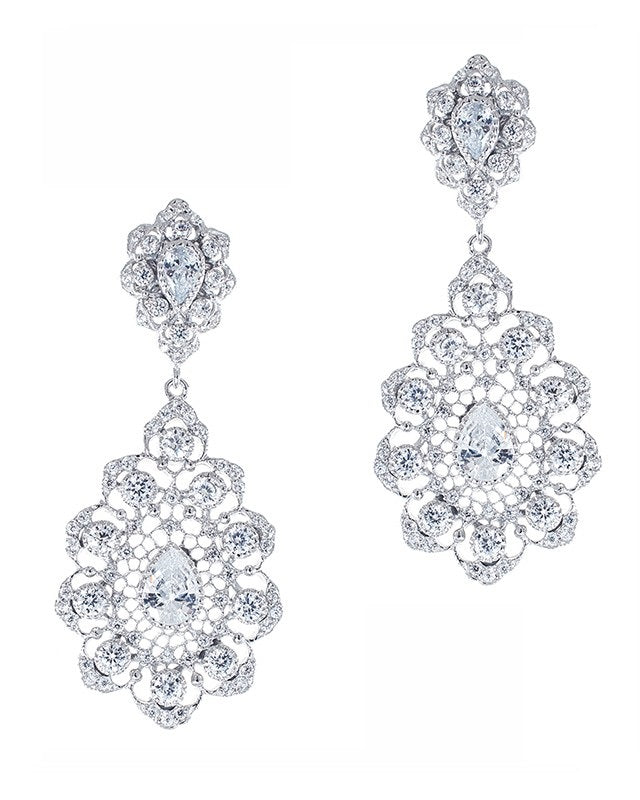 Pear Open Filigree Drop Earrings