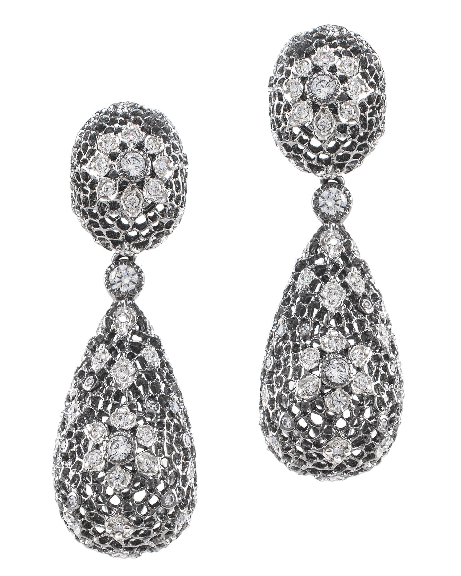 Filigree Drop Clip Earrings