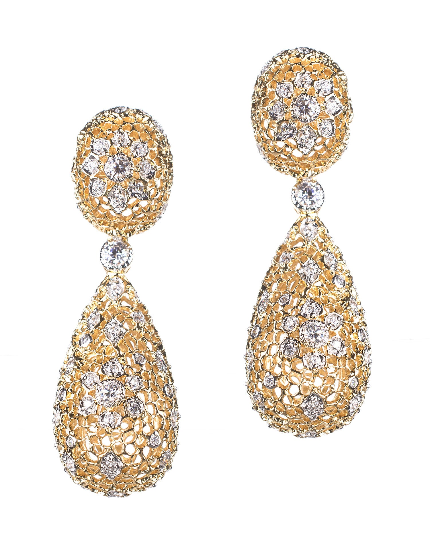 Filigree Drop Clip Earrings