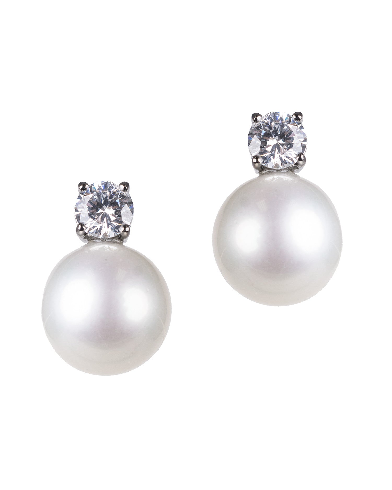 Classic Pearl and CZ Earrings