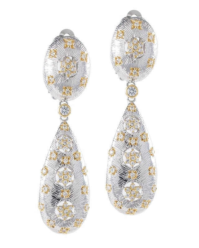 Filigree Elongated Pear Drop Earrings