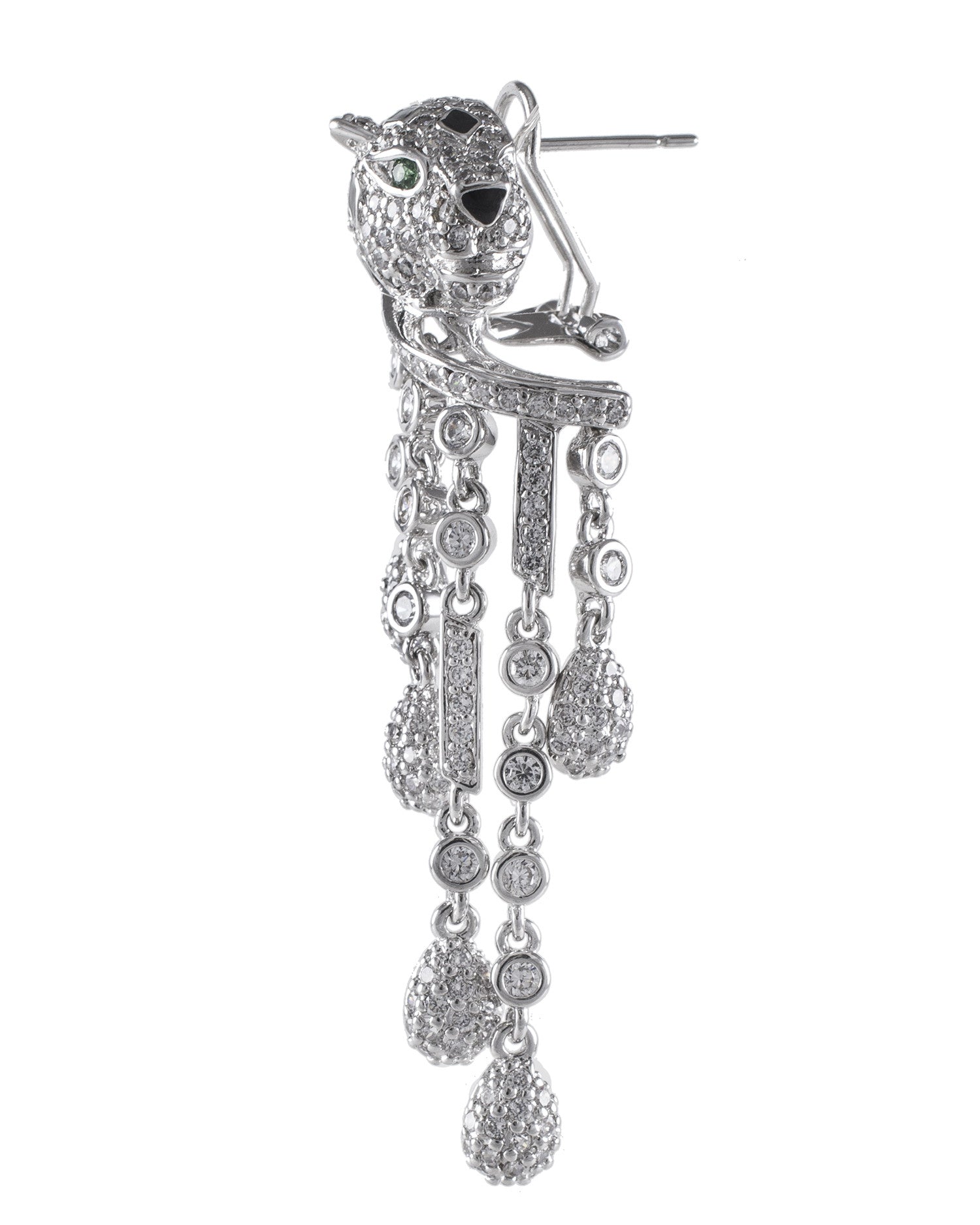 Pave Panther Fringe Earrings