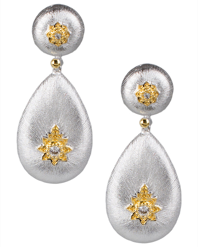 Starburst CZ Drop Earrings