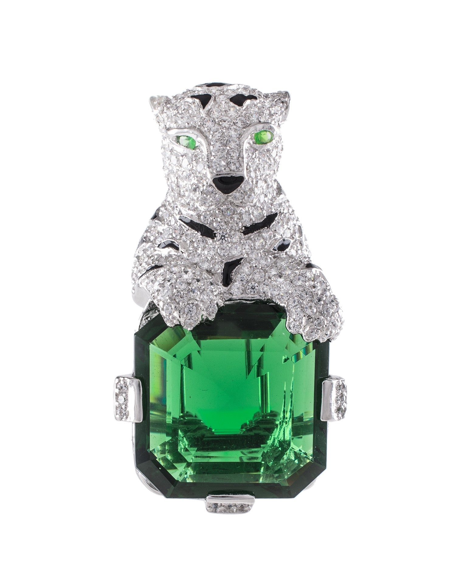 Panther and Asscher Cut Brooch
