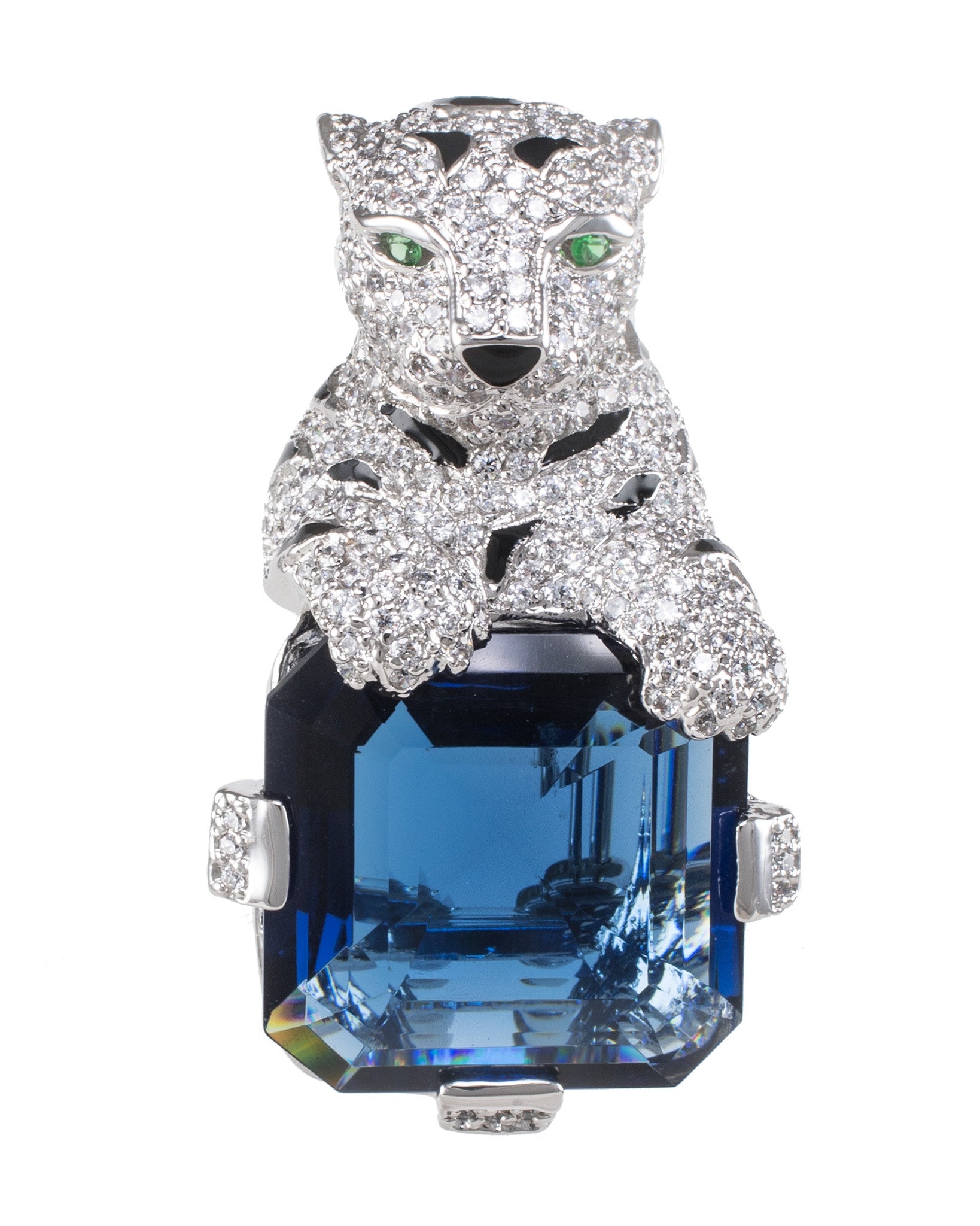 Panther and Asscher Cut Brooch