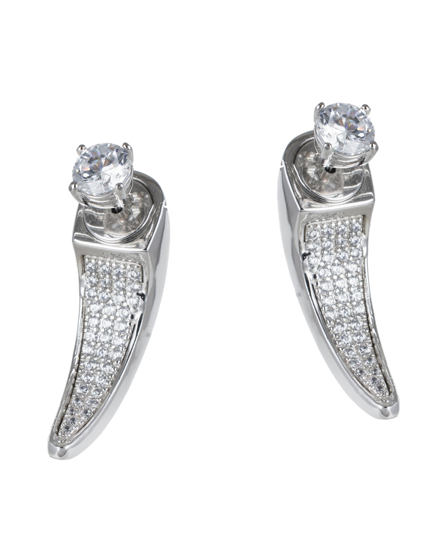 CZ Front to Back Horn Earrings