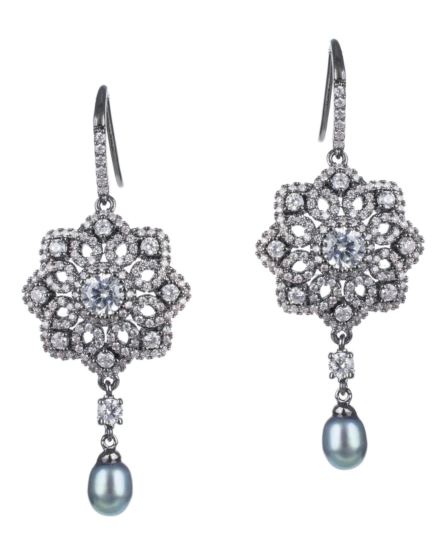 Pave Filigree Drop Earrings