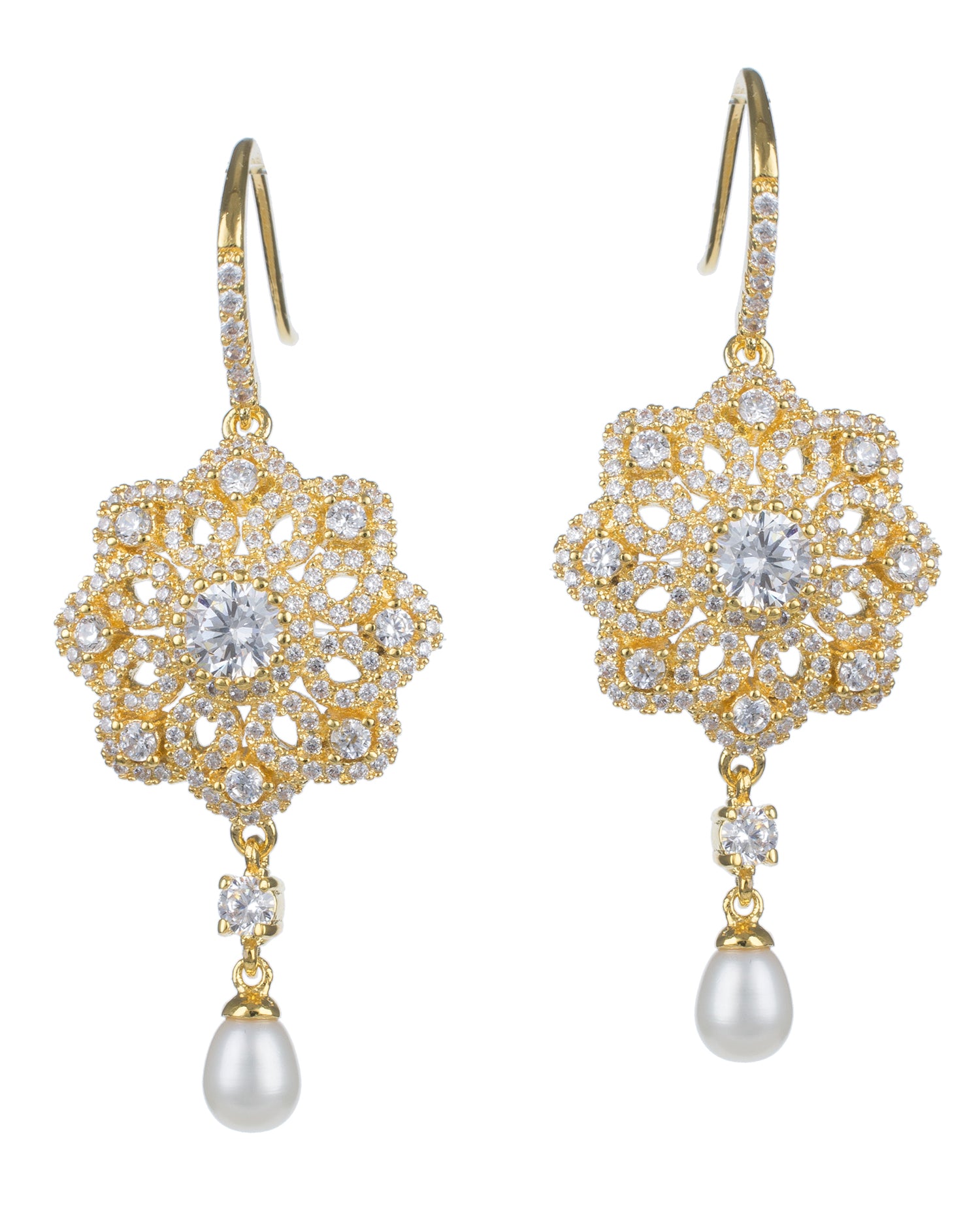 Pave Filigree Drop Earrings