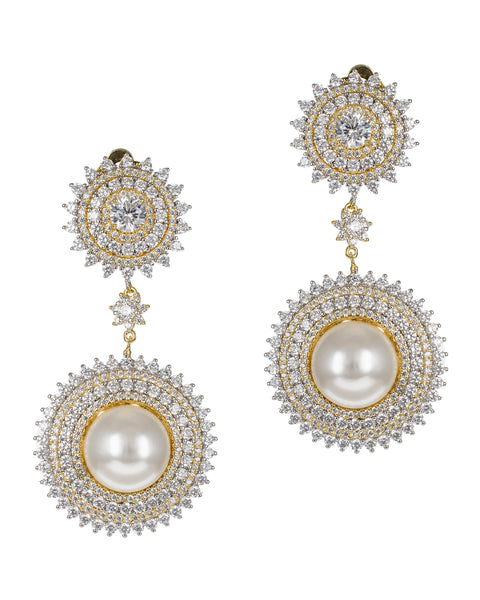 Pave CZ Double Drop Earrings