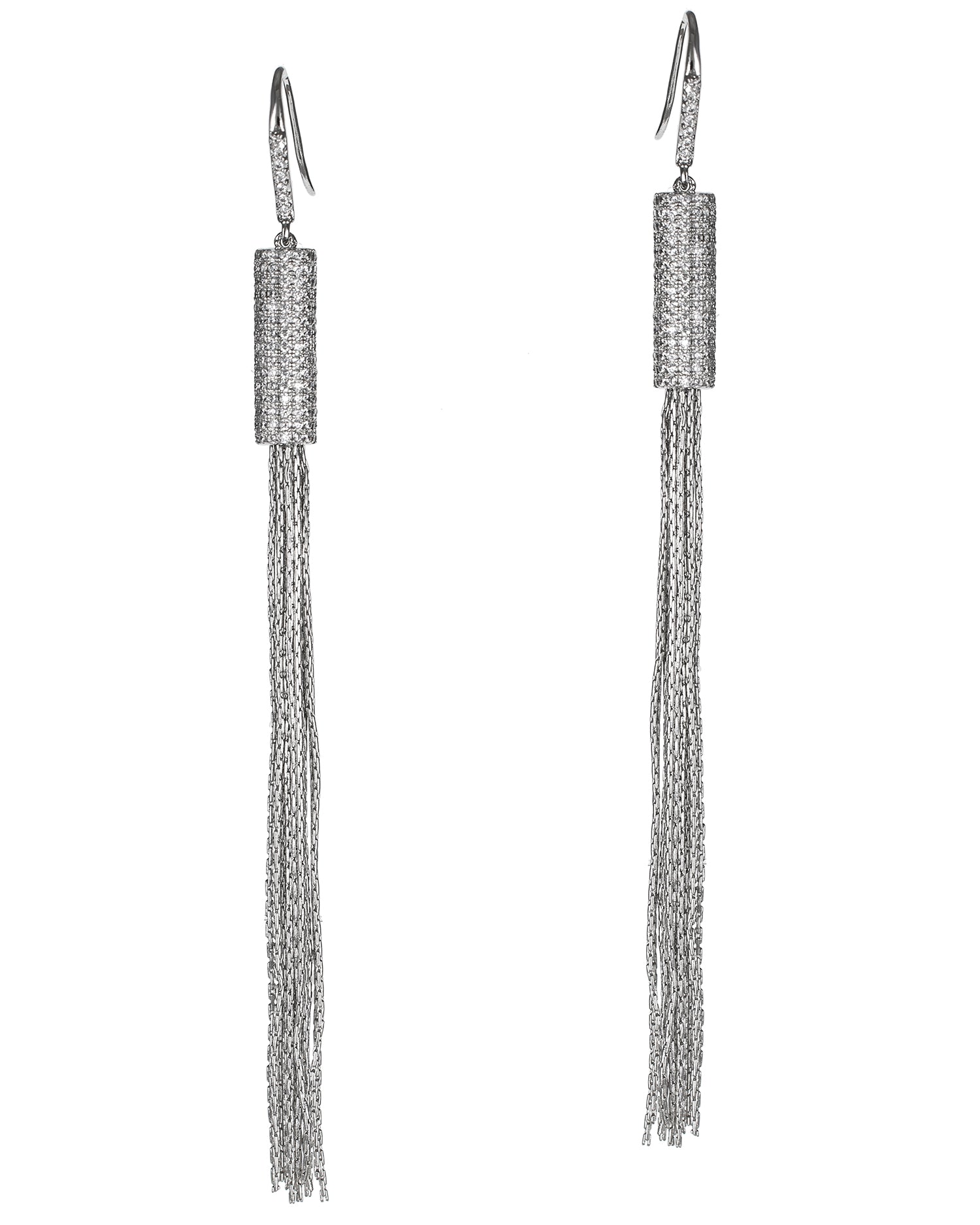 Pave CZ and Fringe Earrings