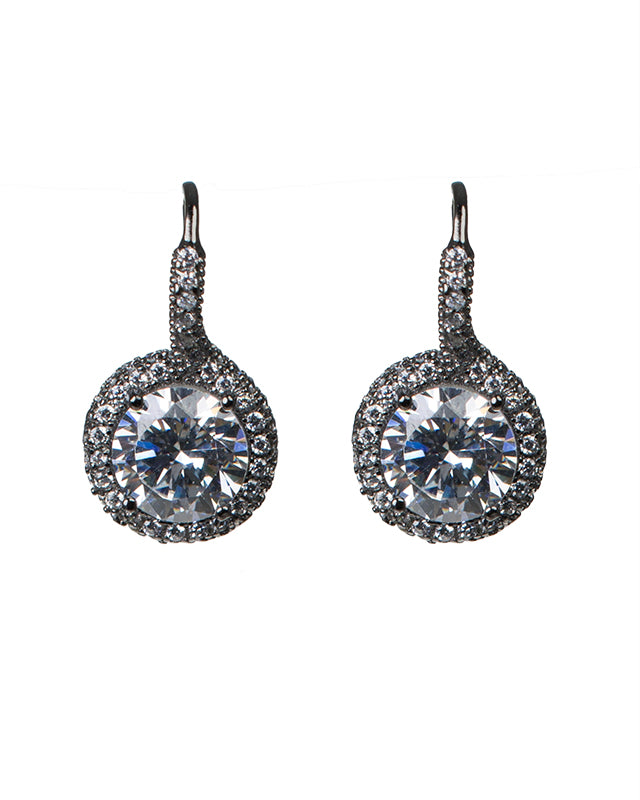 8mm Round CZ Drop Earrings