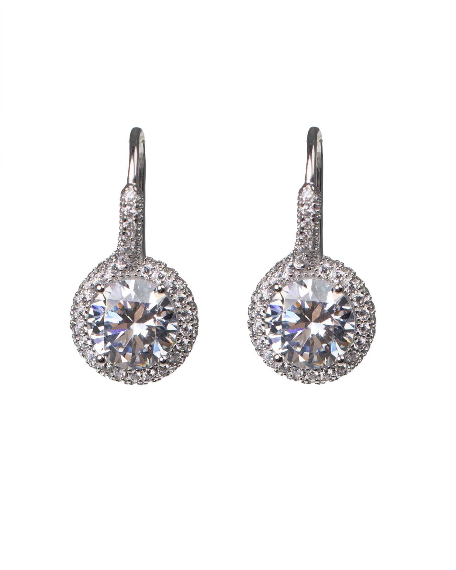 8mm Round CZ Drop Earrings