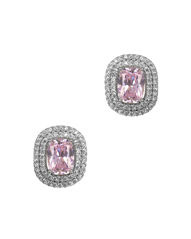 Pink CZ Clip On Earrings