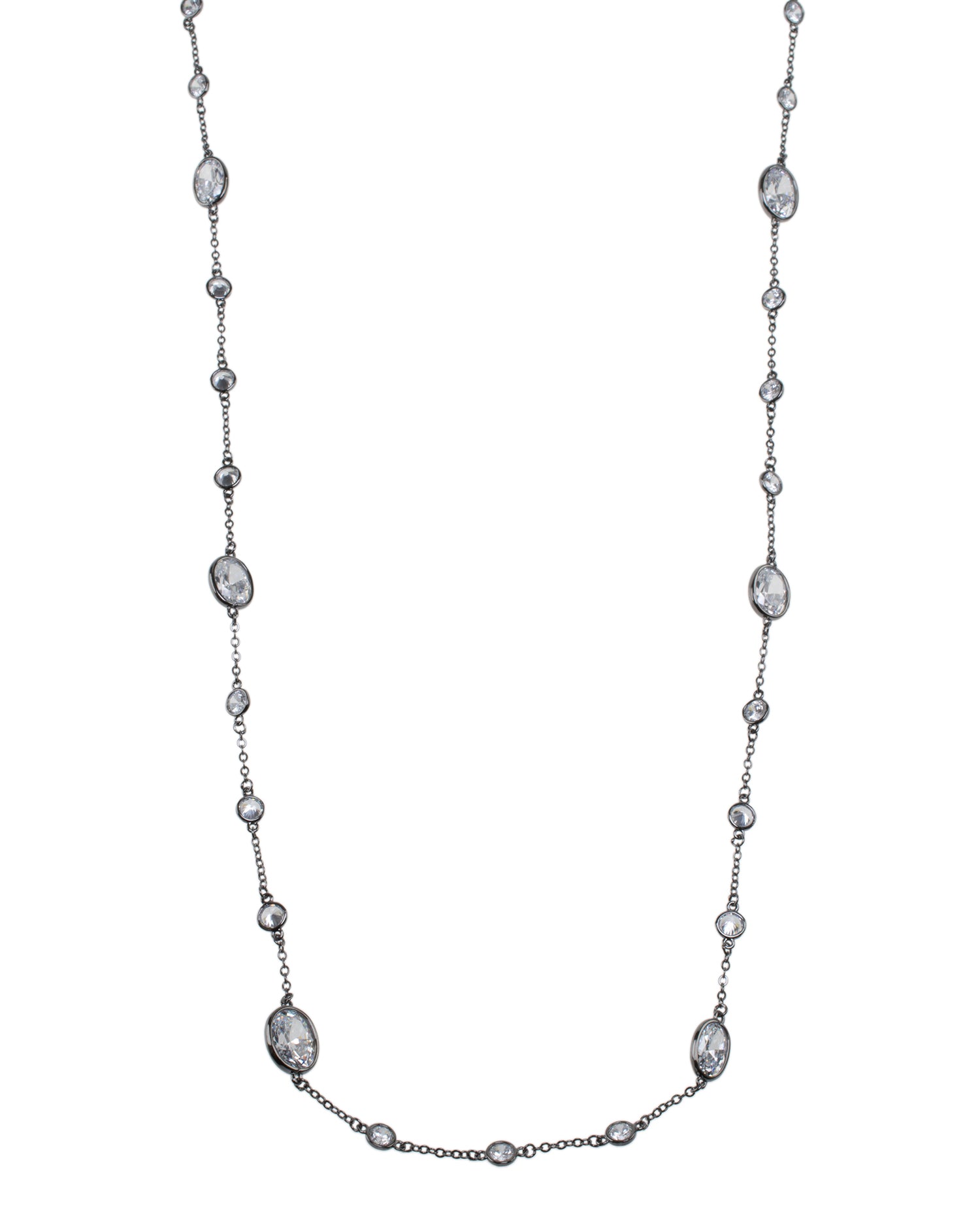 Oval CZ Station Necklace