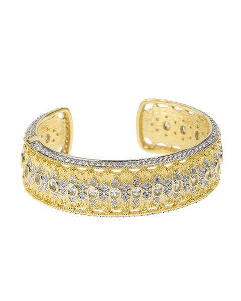Gold Plated Oval CZ Narrow Cuff