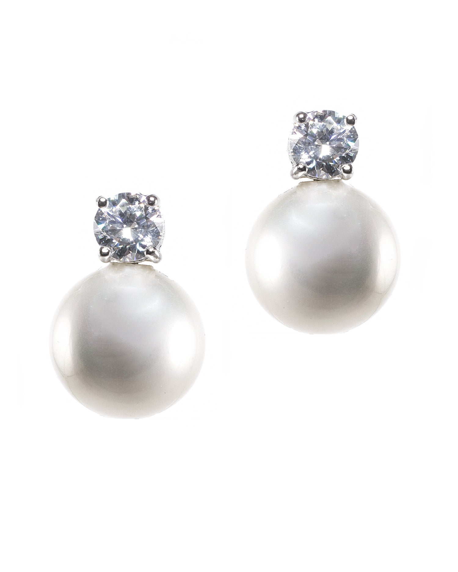 Classic Pearl and CZ Clip Earrings