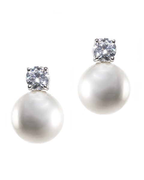 Classic Pearl and CZ Earrings