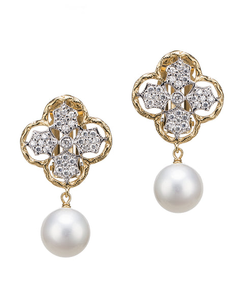 Classic Clover and Pearl Clip Earrings