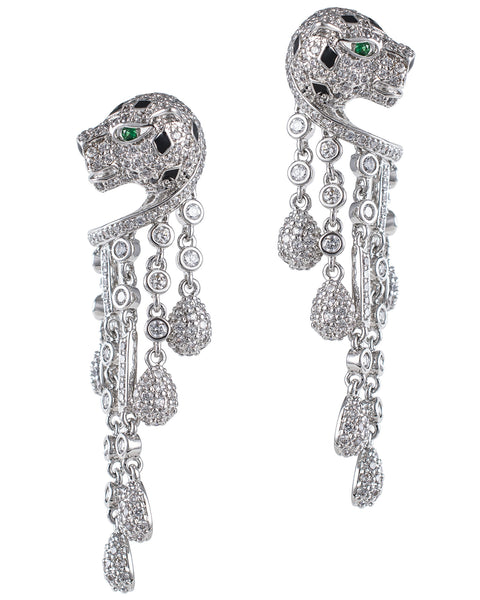 Pave Panther Fringe Earrings