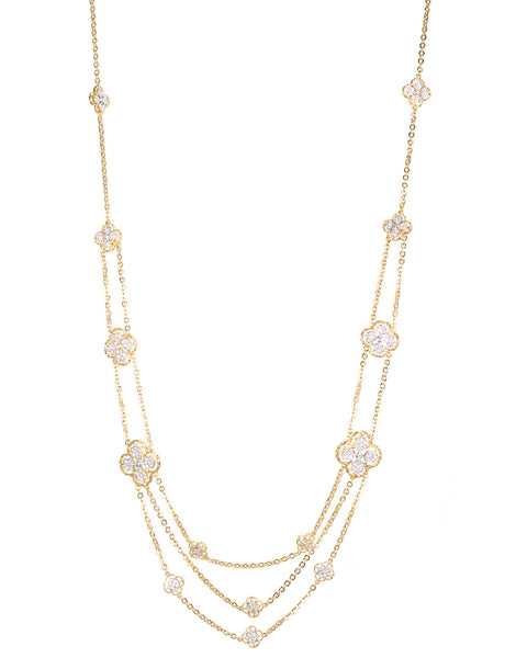 Triple Strand Lace Clover Necklace